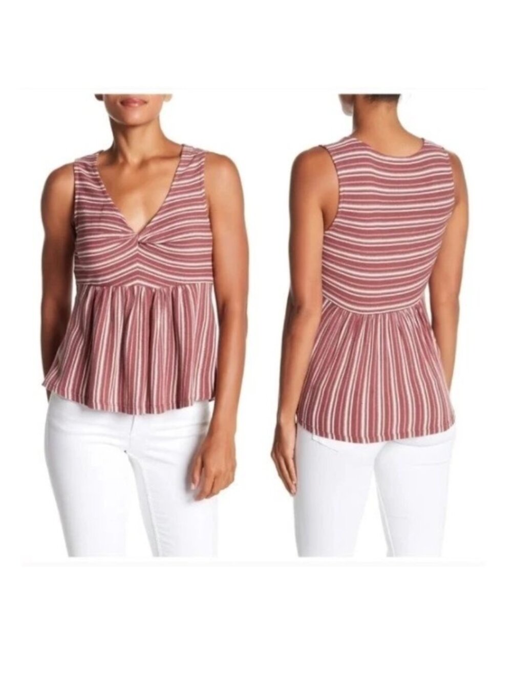 SOLD ON OTHER SITE ☀️ Lucky Brand Red Stripe Peplum Tank XS